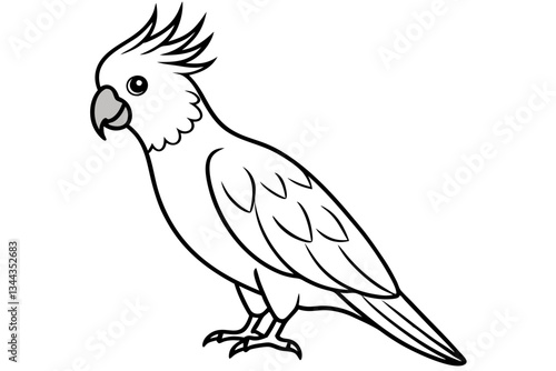 cockatoo line art silhouette vector illustration