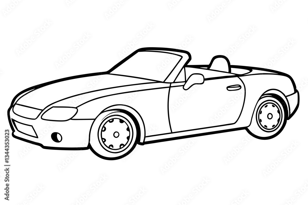 Fototapeta premium convertible car line art silhouette vector illustration