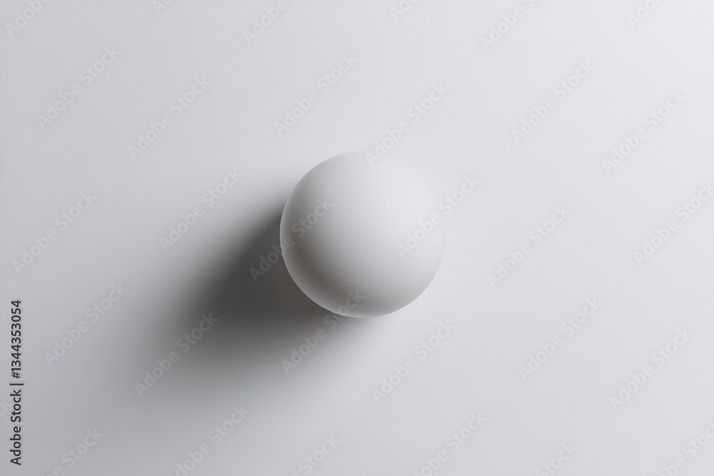 A single, off-white sphere rests on a minimalist white background, casting a subtle shadow. A single, off-white sphere rests on a minimalist white background, casting a subtle shadow.