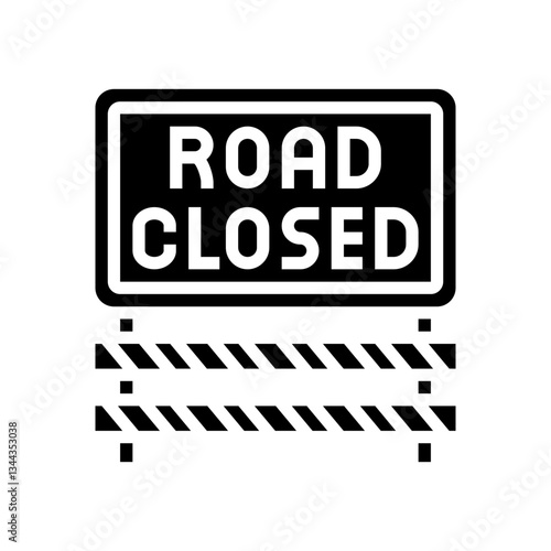 detours road closures car driving obstacles glyph icon vector illustration