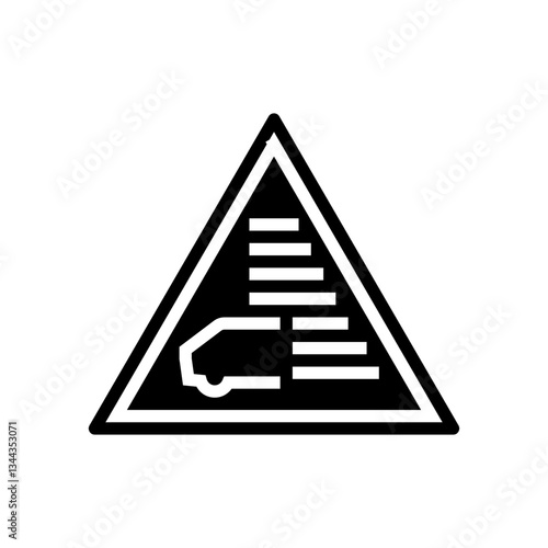foggy roads car driving obstacles glyph icon vector illustration