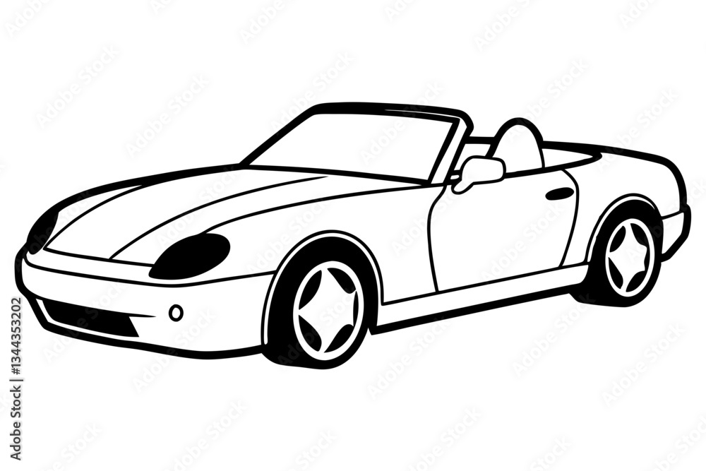 Fototapeta premium convertible car line art silhouette vector illustration