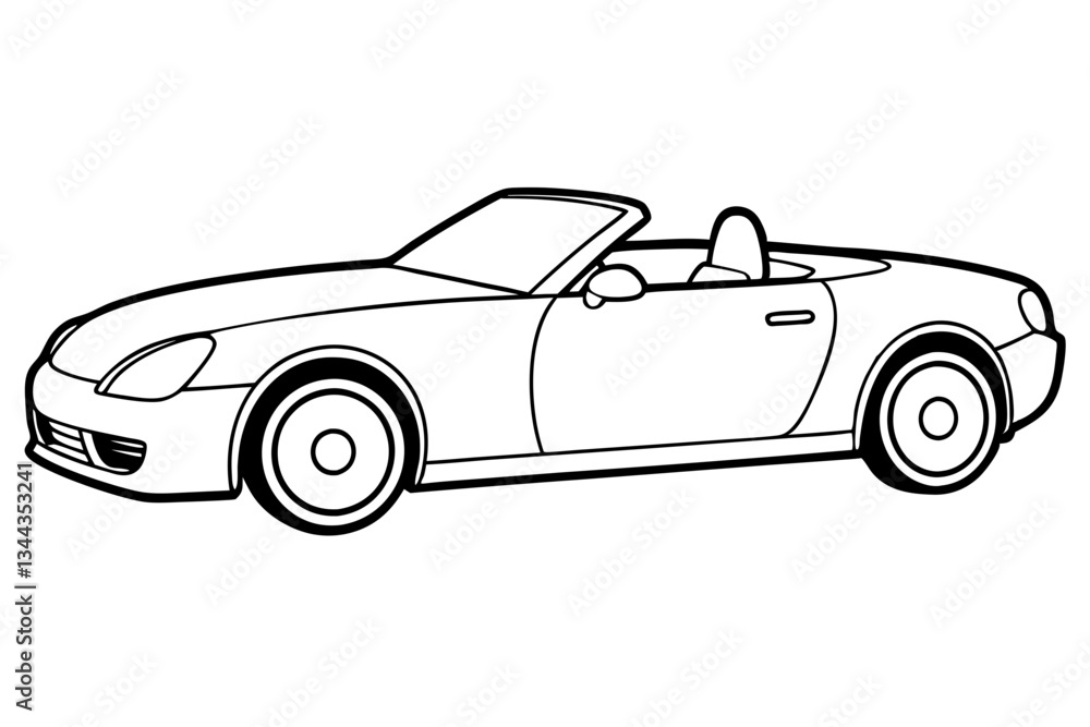 convertible car line art silhouette vector illustration