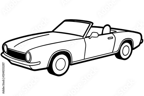convertible car line art silhouette vector illustration