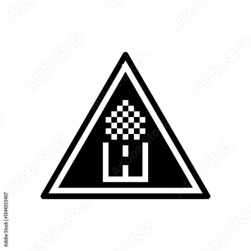 unpaved roads car driving obstacles glyph icon vector illustration