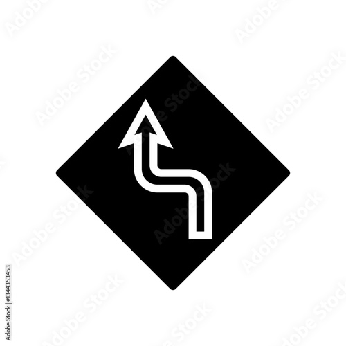 sharp turns curves car driving obstacles glyph icon vector illustration
