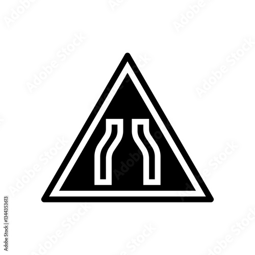 narrow roads car driving obstacles glyph icon vector illustration