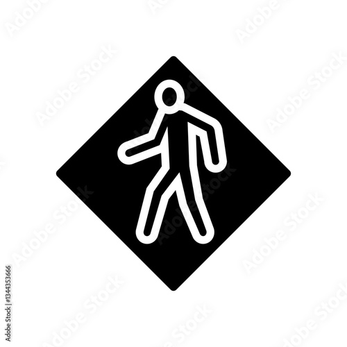 pedestrians crossing car driving obstacles glyph icon vector illustration