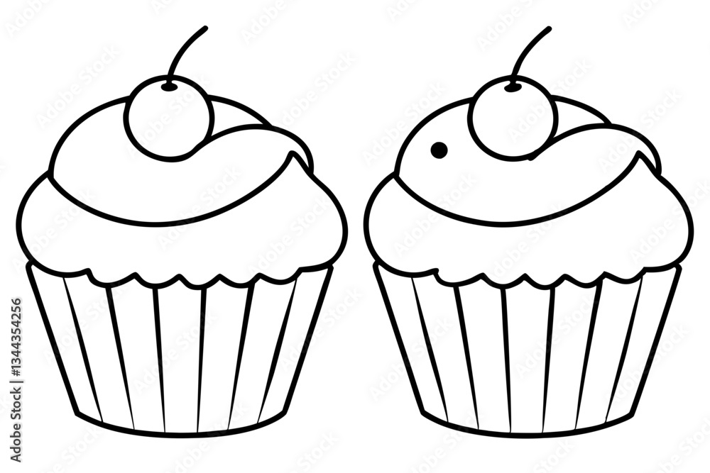 cupcakes line art silhouette vector illustration cupcakes line art silhouette vector illustration