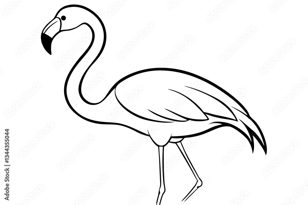 Naklejka premium flamingo line art silhouette vector illustration