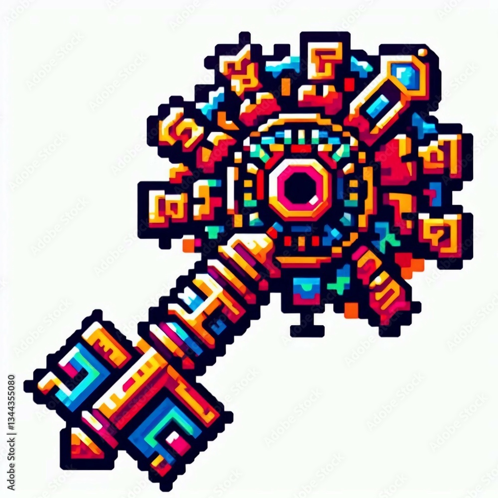 Fototapeta premium Pixelated Arcane Key of Secrets