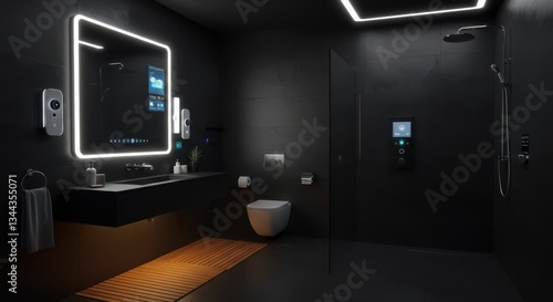 Modern Bathroom Interior Design with Smart Mirror and Shower System