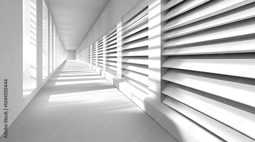 White hallway with ventilation louvers White hallway with ventilation louvers