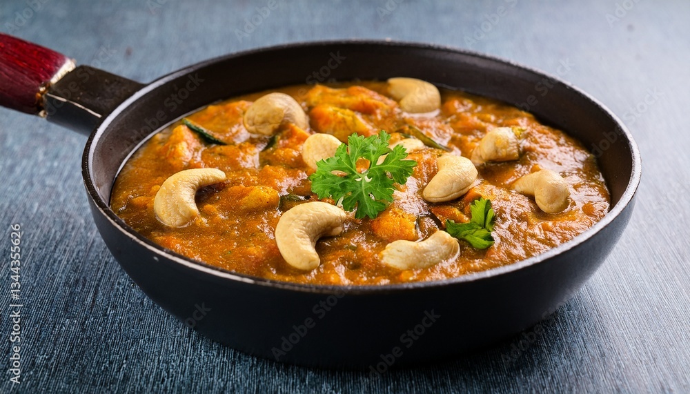 Cashew Curry / Indian kaju masala served in a bowl or pan. selective focus. Generated image Cashew Curry / Indian kaju masala served in a bowl or pan. selective focus. Generated image