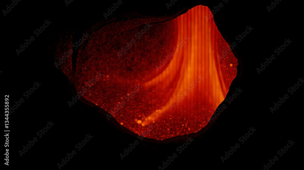 A fiery and intense background featuring molten lava flowing through cracked volcanic rock. The glowing orange and red tones contrast with the dark, rugged surface. Created with generative AI.