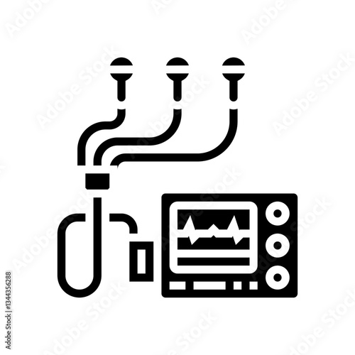 holter monitor cardiology accessories glyph icon vector illustration
