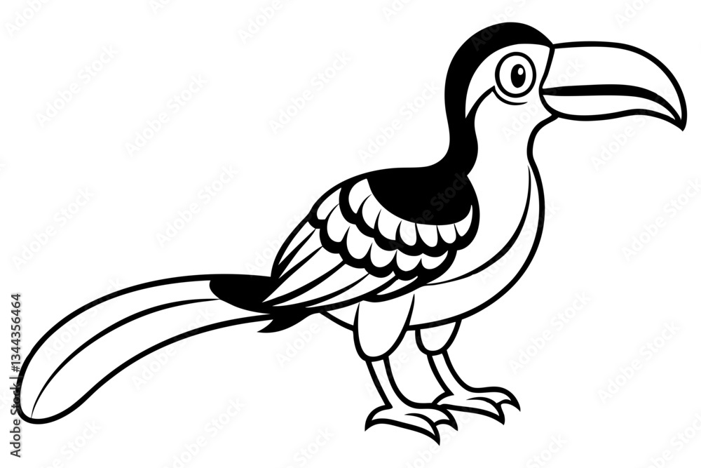 Fototapeta premium hornbill line art silhouette vector illustration