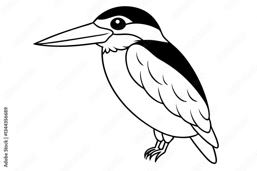 Obraz premium kingfisher line art silhouette vector illustration
