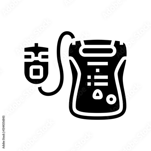 aed automated external defibrillator glyph icon vector illustration