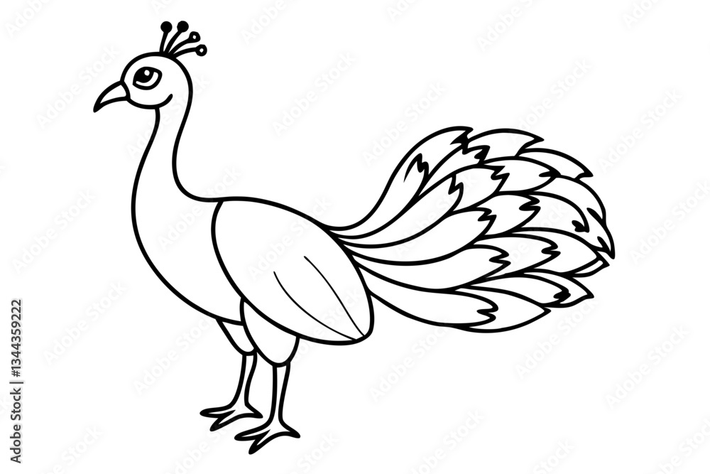 Fototapeta premium peacock line art silhouette vector illustration