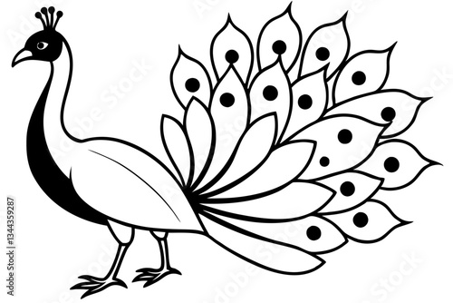 Wallpaper Mural peacock line art silhouette vector illustration Torontodigital.ca