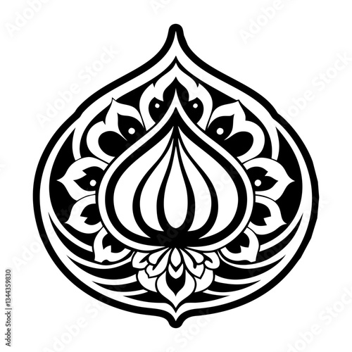 A glyph style icon of an indian dumpling