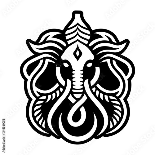 A glyph style icon of ganesha symbol