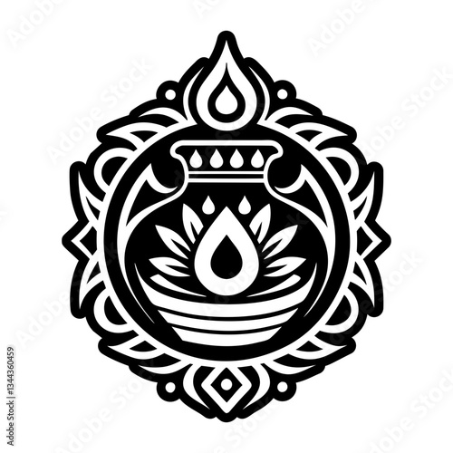 A glyph style icon of indian pot symbol