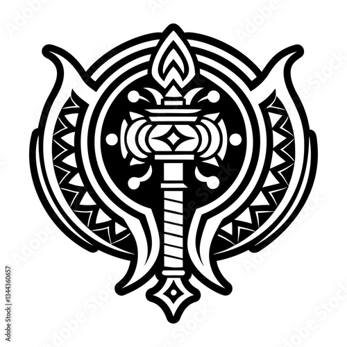 A filled style icon of mace weapon symbol