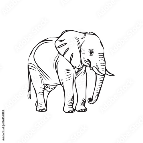 Photography Big Elephant vector coloring page