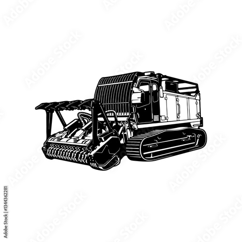 Mulcher, M300, 2019, mulcher self-propelled - Heavy Equipment Mulcher, M300 - Heavy Machinery, Construction Machinery Stencil Cut File