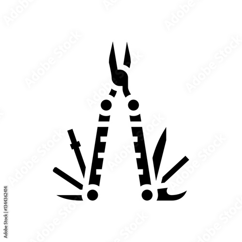 multi tool titanium glyph icon vector illustration