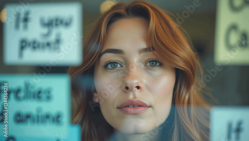 a woman's face behind glass with stickers Free Download a woman's face behind glass with stickers - GFXLoad