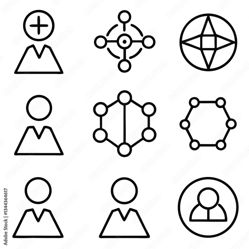 Vector business people icon set features diverse user avatars and silhouettes for team, work, and management design
