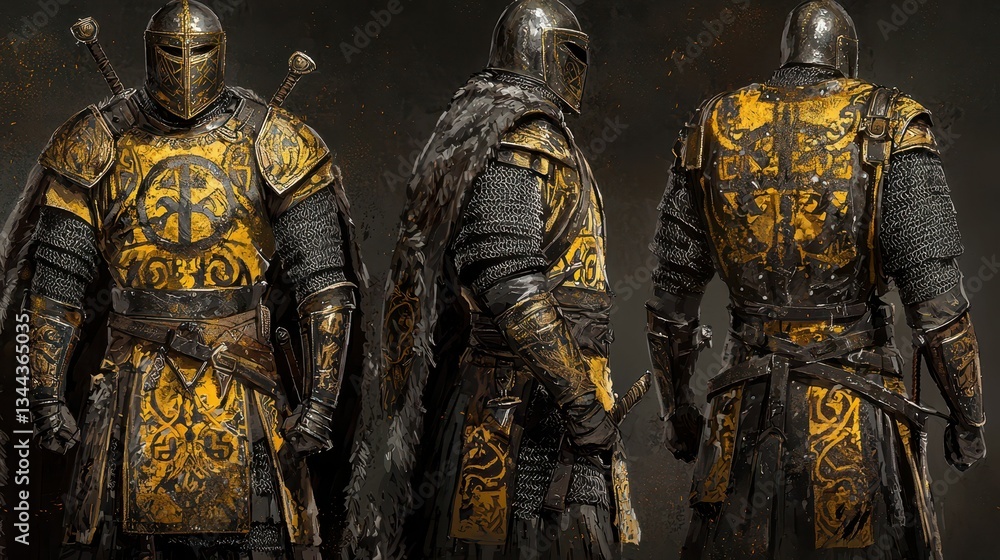Detailed Depiction of Varangian Guards in Historical Battle Attire Detailed Depiction of Varangian Guards in Historical Battle Attire
