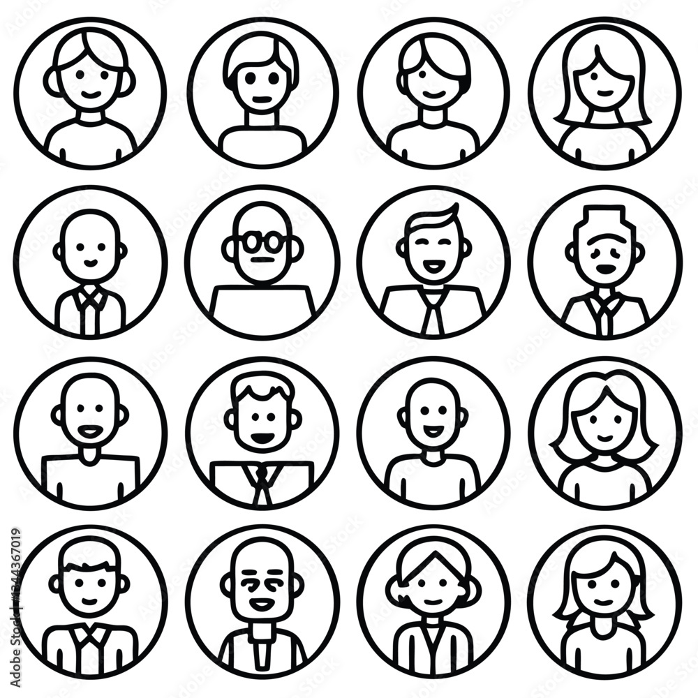 Cartoon people and animal icons: vector set