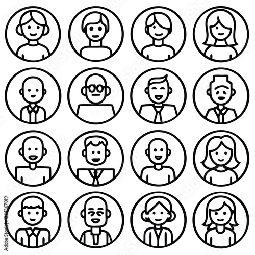 Cartoon people and animal icons: vector set