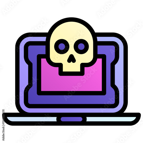 Computer virus. Editable vector icon, coloured with outlined stroke.