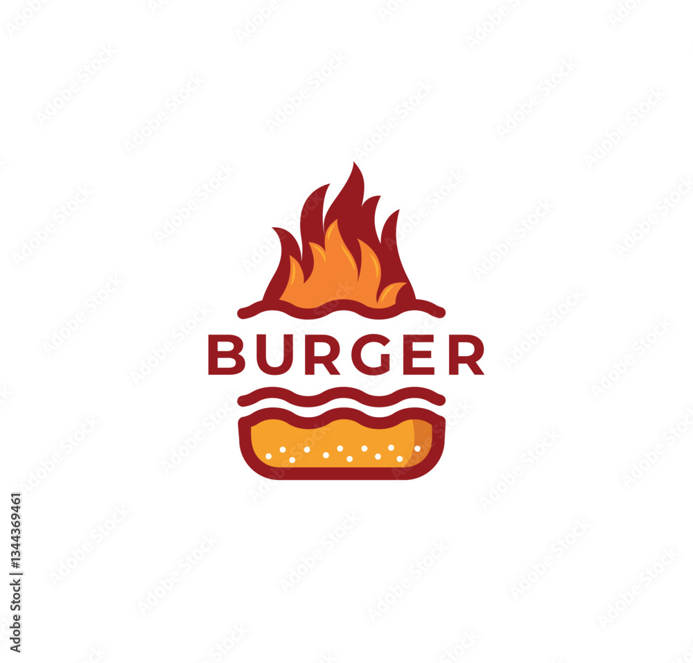 Fire burger vector logo design Fire burger vector logo design