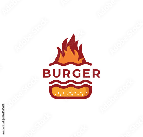 Fire burger vector logo design 