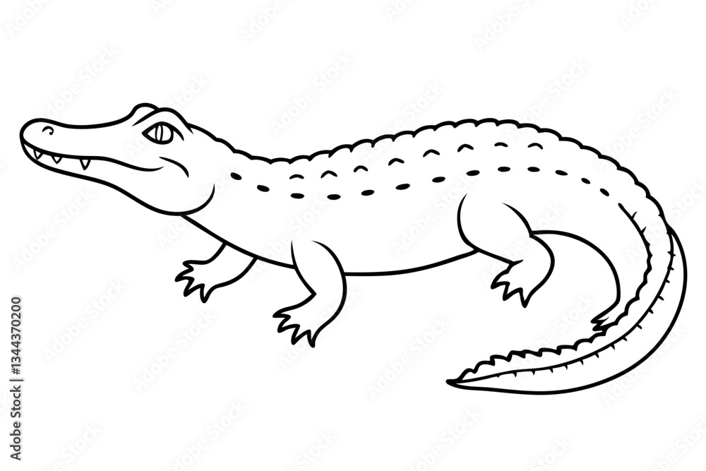 Fototapeta premium alligator line art silhouette vector illustration