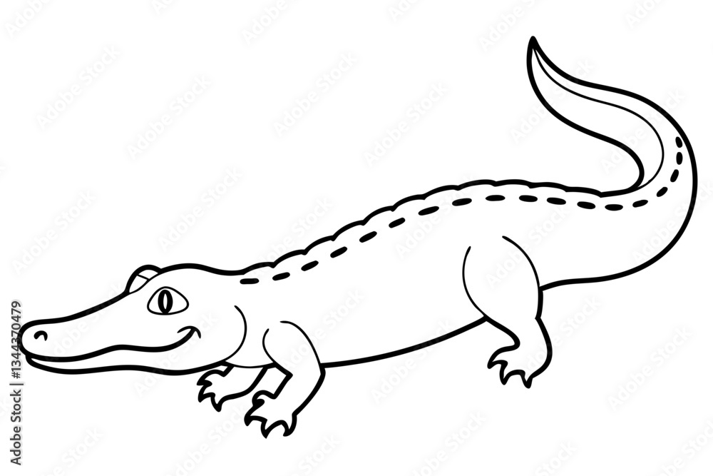Fototapeta premium alligator line art silhouette vector illustration