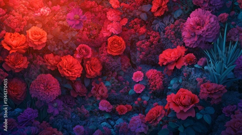 Wallpaper Mural The background features a beautiful pink wall adorned with carnations, accompanied by a colorful floral wallpaper showcasing vibrant and romantic flowers in a 3D render Torontodigital.ca