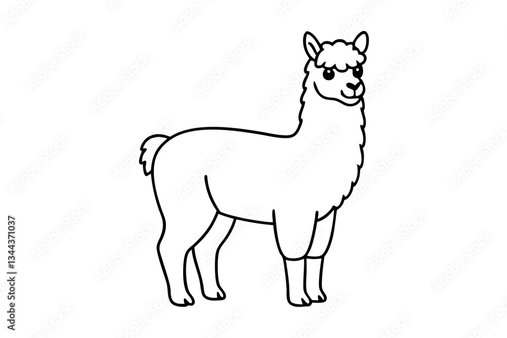 alpaca line art silhouette vector illustration alpaca line art silhouette vector illustration