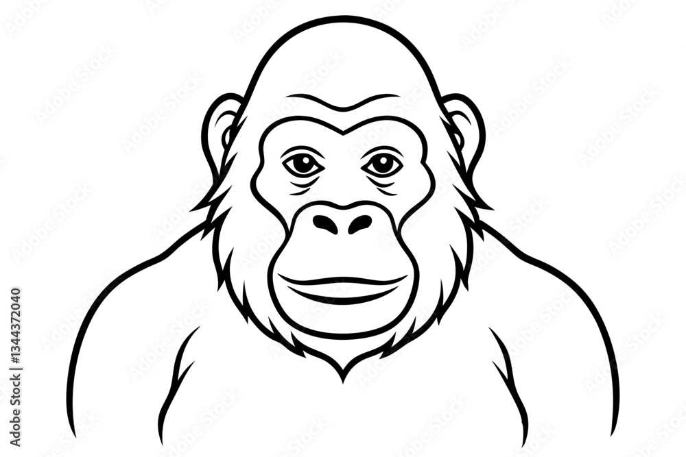 Obraz premium ape line art silhouette vector illustration