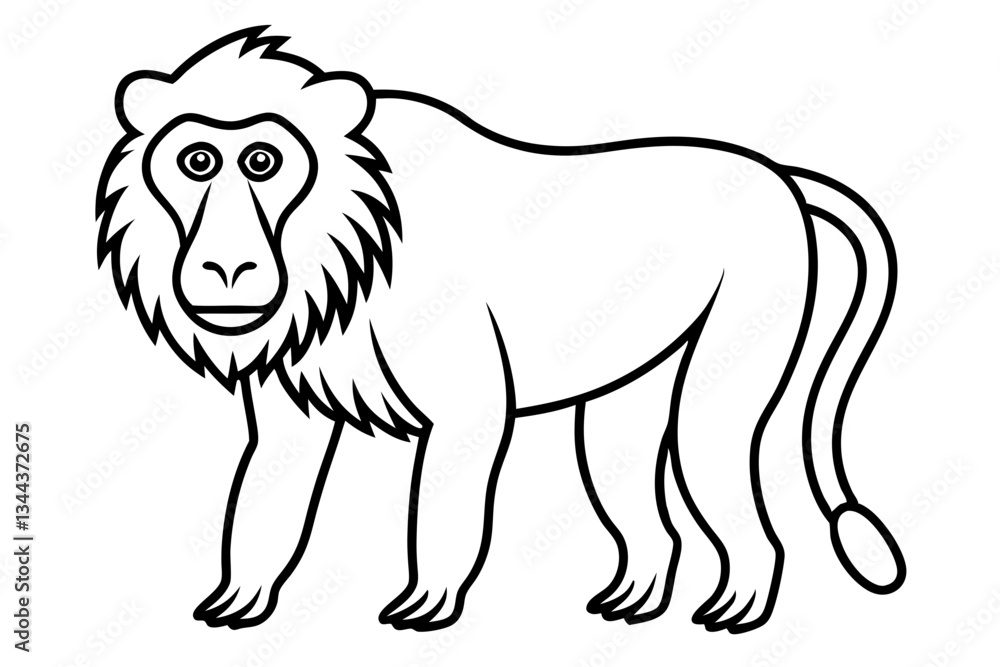 Fototapeta premium baboon line art silhouette vector illustration