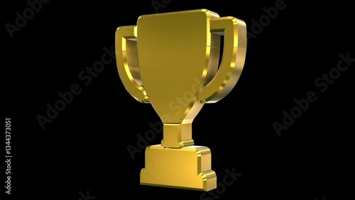 Trophy Shiny Rotating 3D Icon 4K 60fps Looping Apple ProRes with Alpha Channel Change Color with Hue Effect