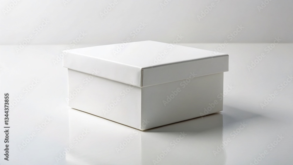 Simple White Box with Lid on White Surface - Clean Minimalist Product Photography Simple White Box with Lid on White Surface - Clean Minimalist Product Photography