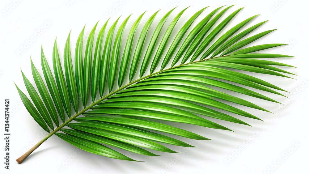 Single Palm Leaf Isolated on White, Tropical Plant, Botany, Nature Stock Photo Single Palm Leaf Isolated on White, Tropical Plant, Botany, Nature Stock Photo