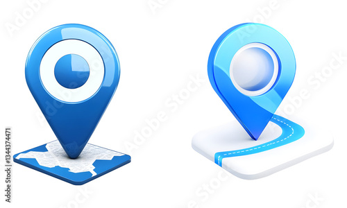 Blue pinpoint, Pin Map, map address location pointer symbol isolated on a transparent background.